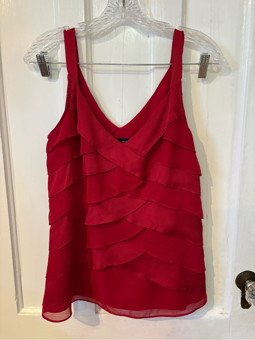 White House Black Market Red Layered Ruffle V-Neck Camisole
